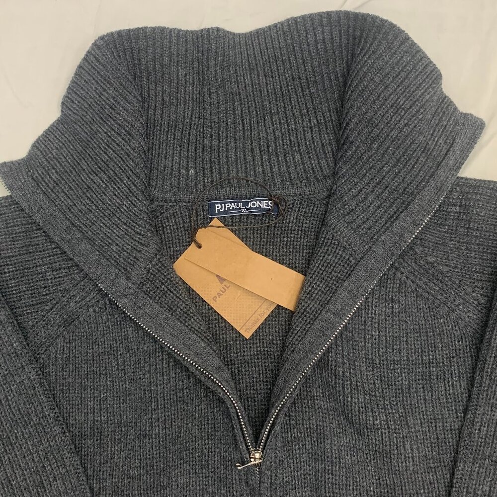 Men's High-Collar Zip Cardigan Sweater - Olive - Picture 3 of 7